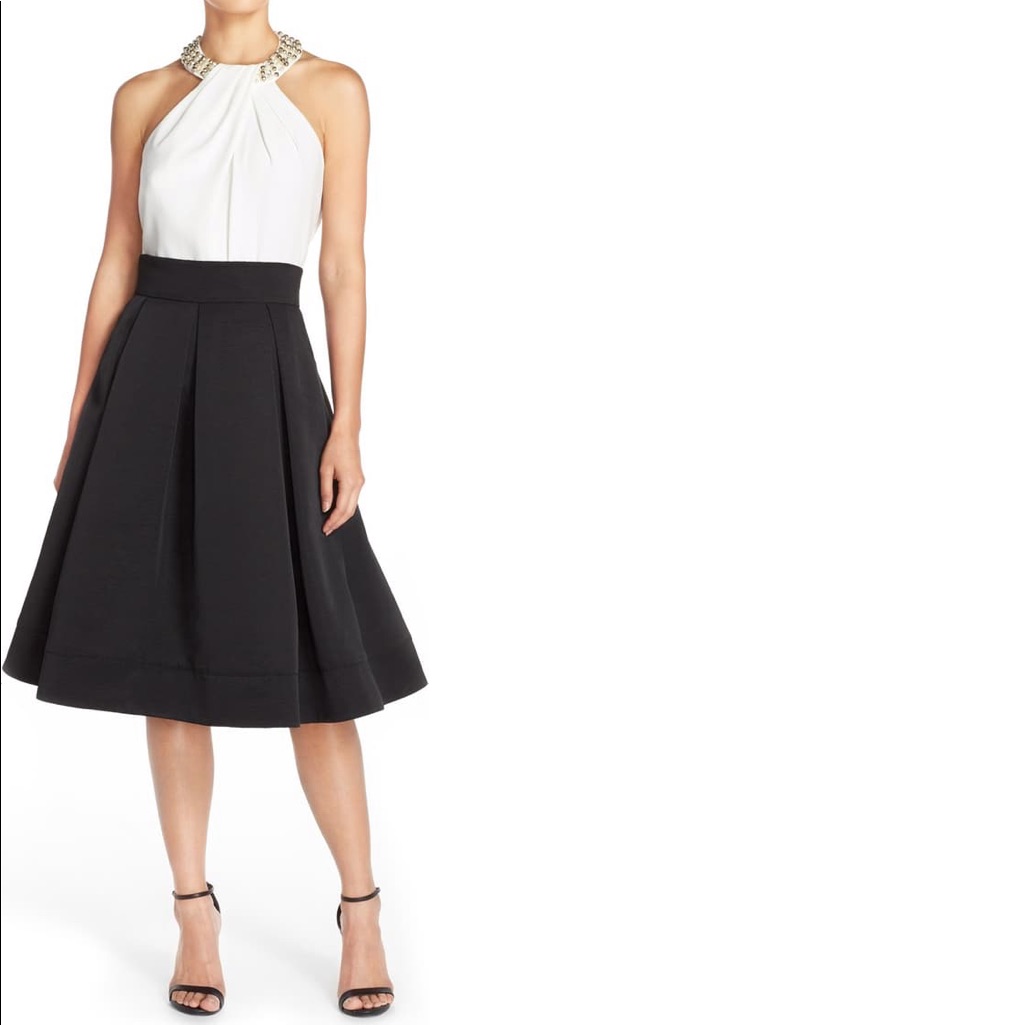 Eliza J Faille Midi Skirt - Black. Brand New